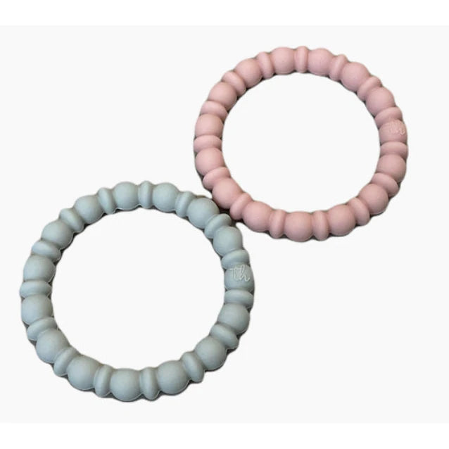 Simple Comfort Teething Bracelet Set | Taupe/Dusty Pink