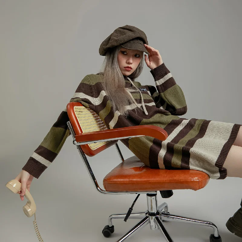 Loose Fit Striped Knit Dress
