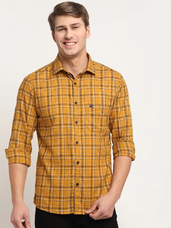 Warm Atmosphere Cotton Checkered Mustard Full Sleeve Casual Shirt for Men with Pocket Warm Atmosphere Cotton Checkered Mustard Full Sleeve Casual Shirt for Men with Pocket