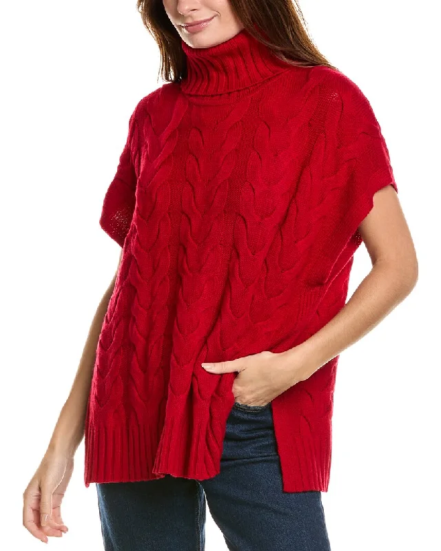 Luxury Temperament Forte Cashmere Luxe Cable Cowl Wool & Cashmere-Blend Popover Sweater
