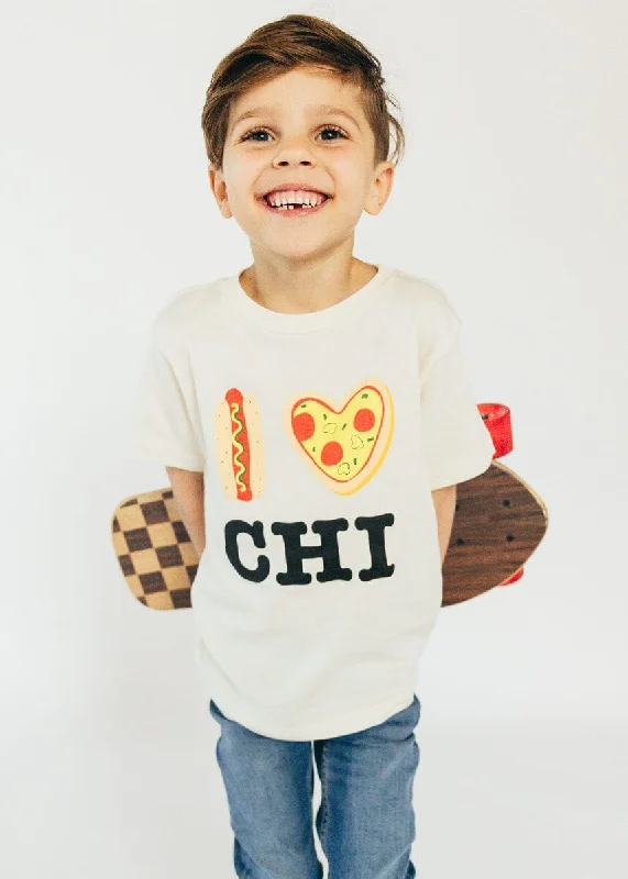 Relaxed Fashion Hot Dog, Pizza, CHI Toddler Tee - Natural