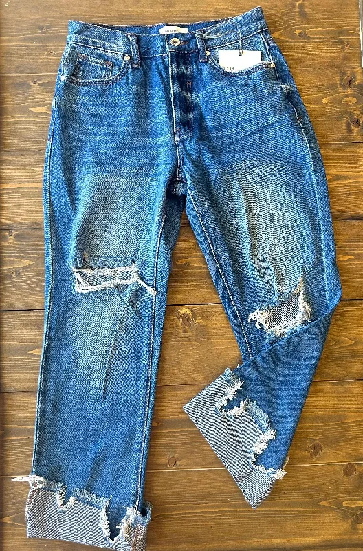 Cozy Lifestyle Special A Dad Jean with Inner Side Button Fly- "The Lora"