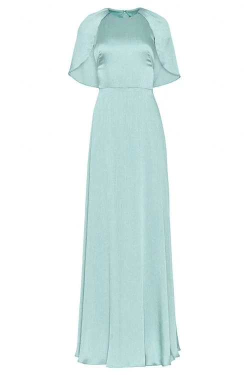 Plisse Chiffon Capelet Gown