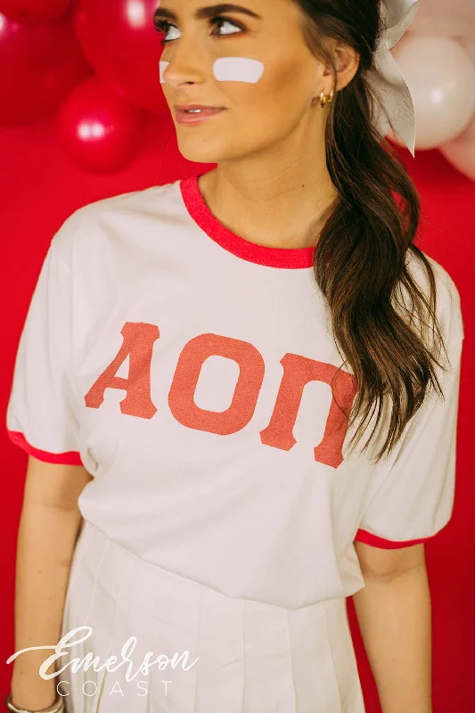 Warm And Comfortable AOII Cheerleader Bid Day Ringer Tee