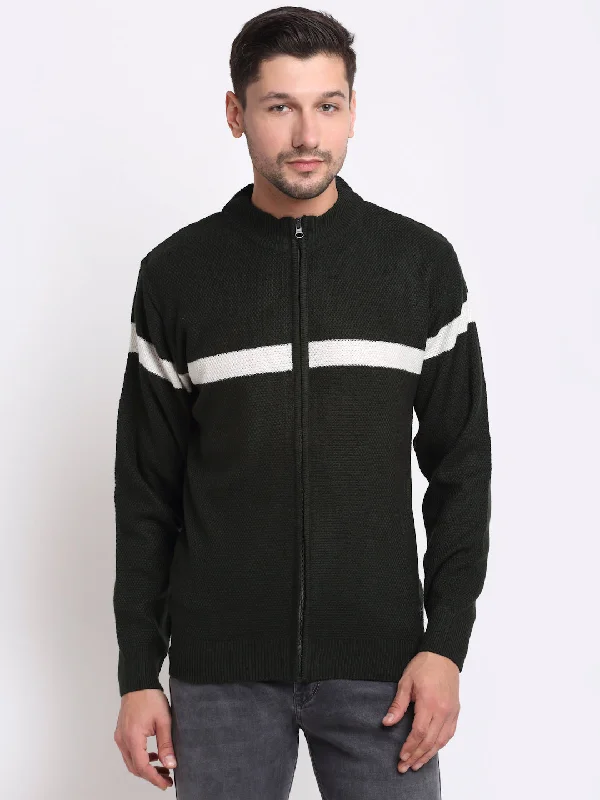 Sports Cool Men Olive Cardigan Sweater