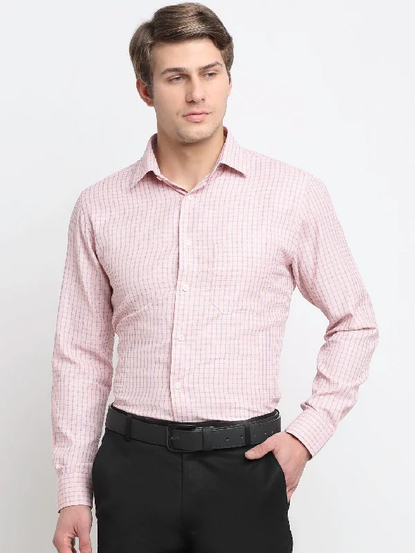 Everyday Style Men's Light Pink Formal Small Checks Full Sleeve Shirt