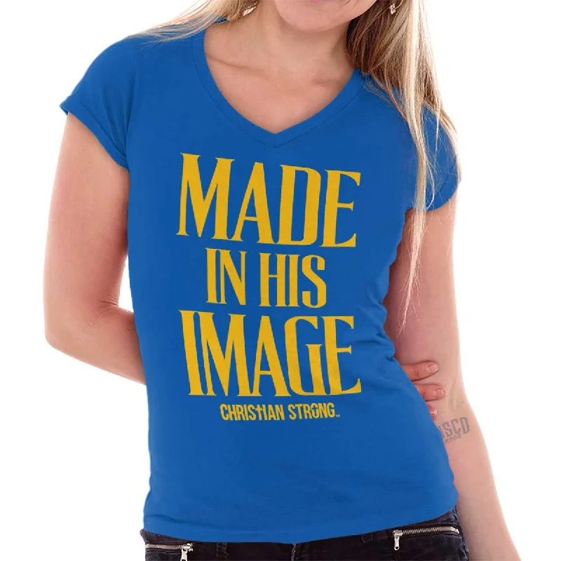 Carefree In his Image Junior Fit V-Neck T-Shirt