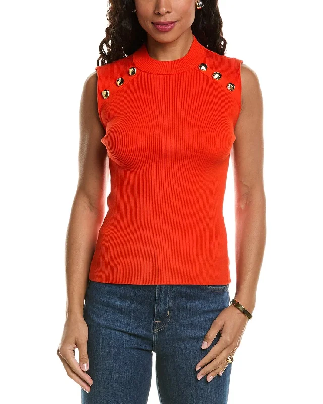 Energy Wear Elie Tahari Crest Button Mock Sweater