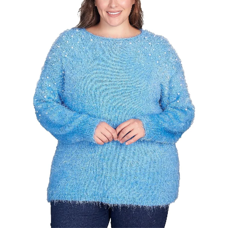 Soft Comfort Womens Eyelash Embellished Pullover Sweater