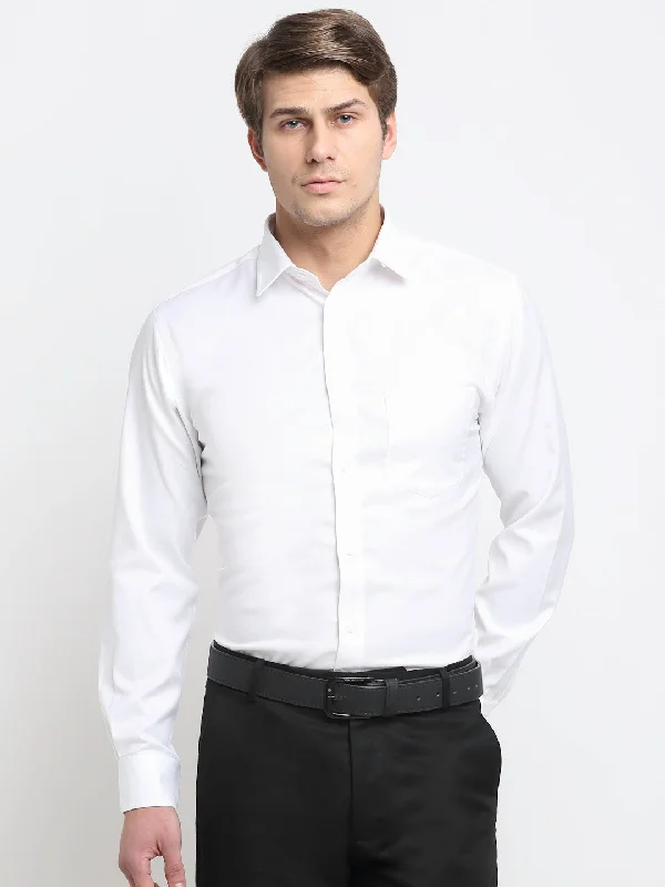 Relaxed Looks Men's White Formal Self textured Full Sleeve Shirt