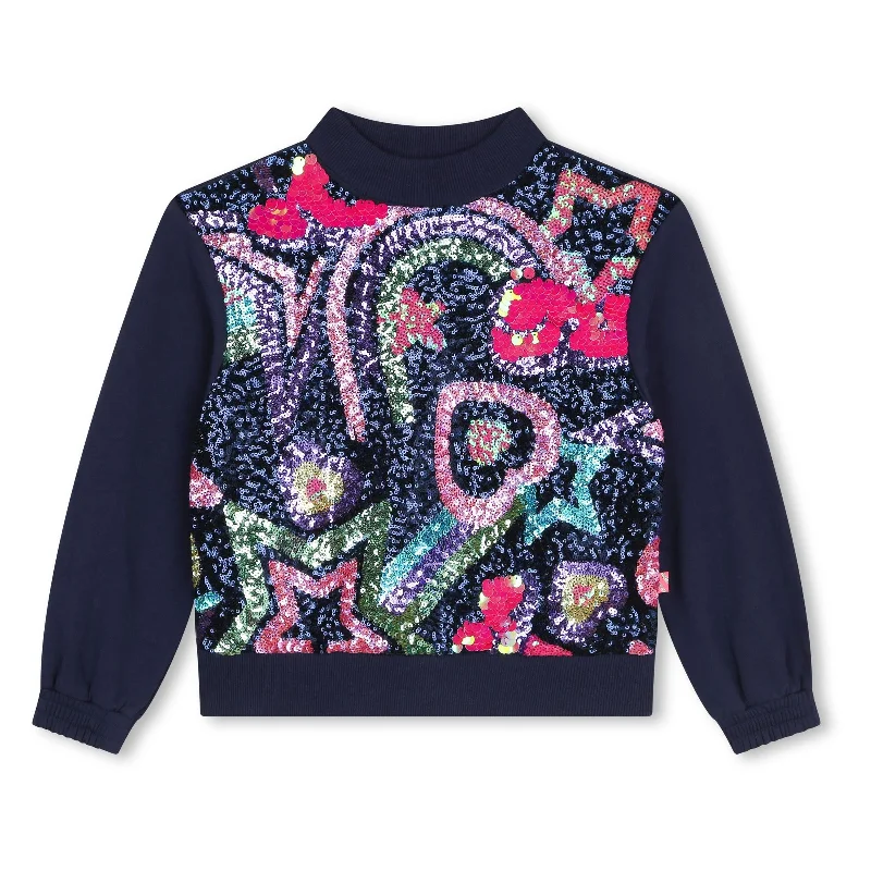 Perfect Tailoring Navy Sequin Fleece Sweatshirt