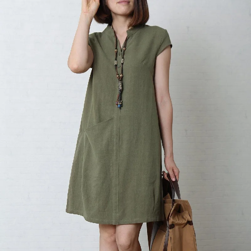 Cozy Vibes Tea green cotton sundress oversize summer linen dress