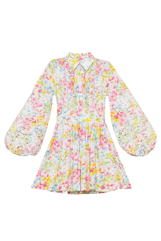 Cozy Chic Wear Blouson Sleeve Floral Dress