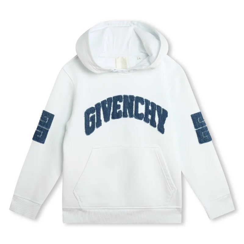 Relaxed Tops White Hooded Sweatshirt