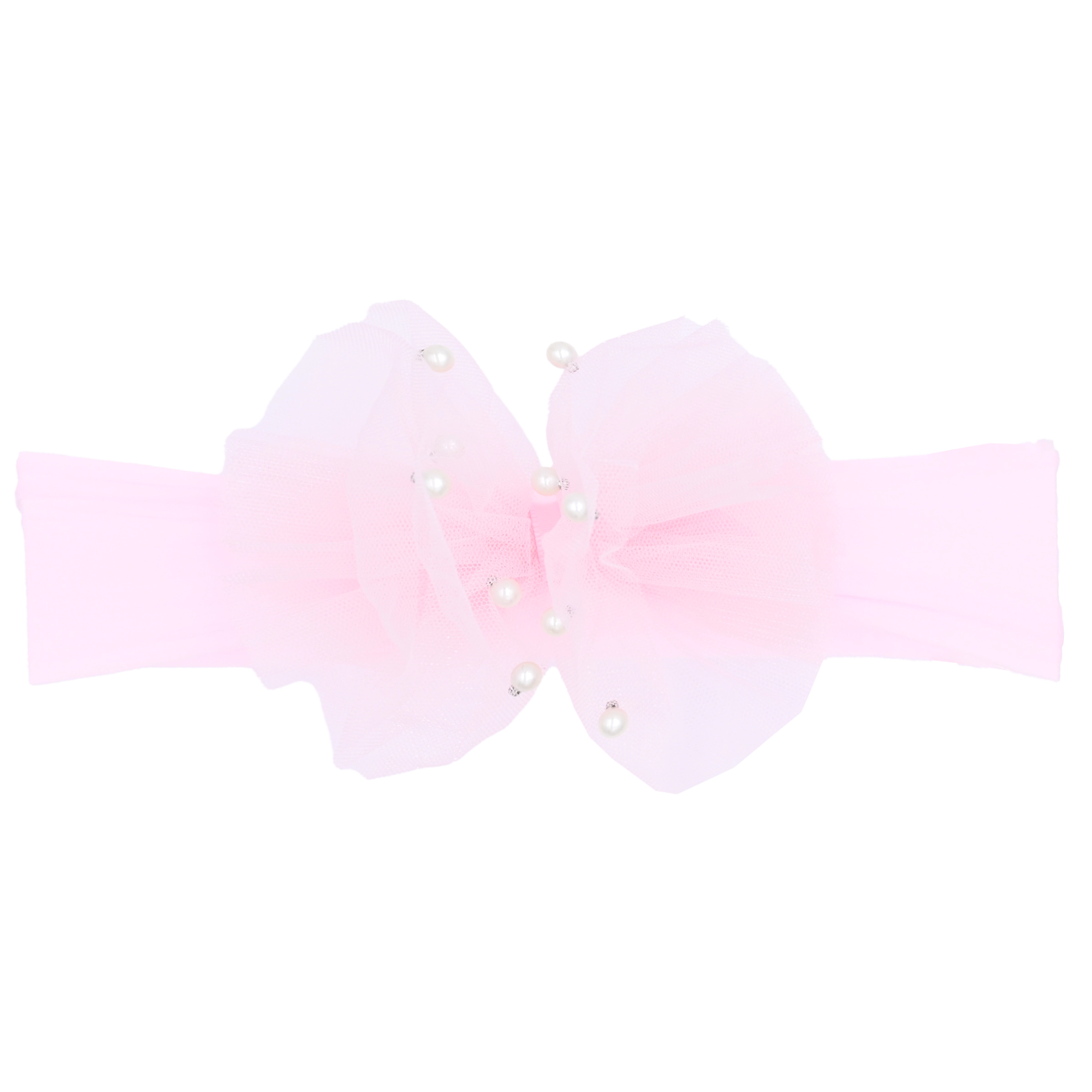 Chic Comfort Wear Pink Tulle Pearl Ribbon Headband