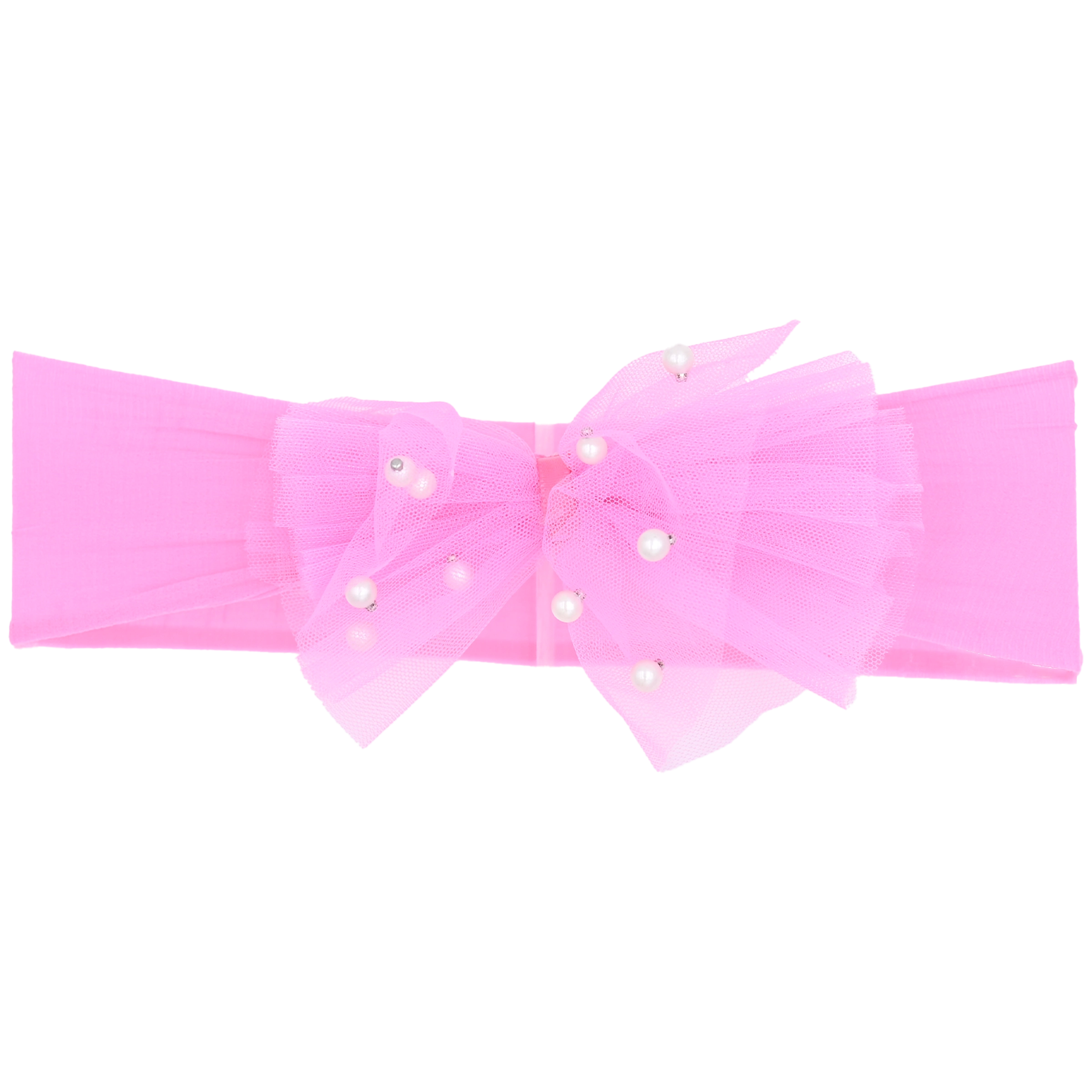 Elegant Tailoring Hot Pink Tulle Pearl Ribbon Headband