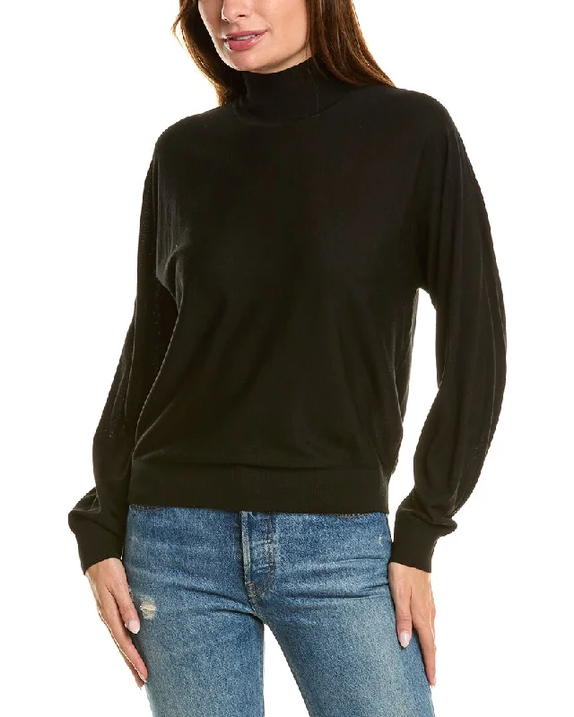 Comfortable Lounge Wear Theory Blouson Turtleneck Wool-Blend Sweater