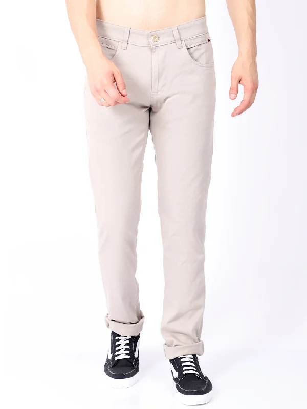 Men's Casual Flat front Fawn  Trousers