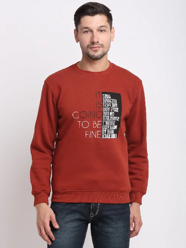 Elegant Style Men Rust Printed Sweatshirt