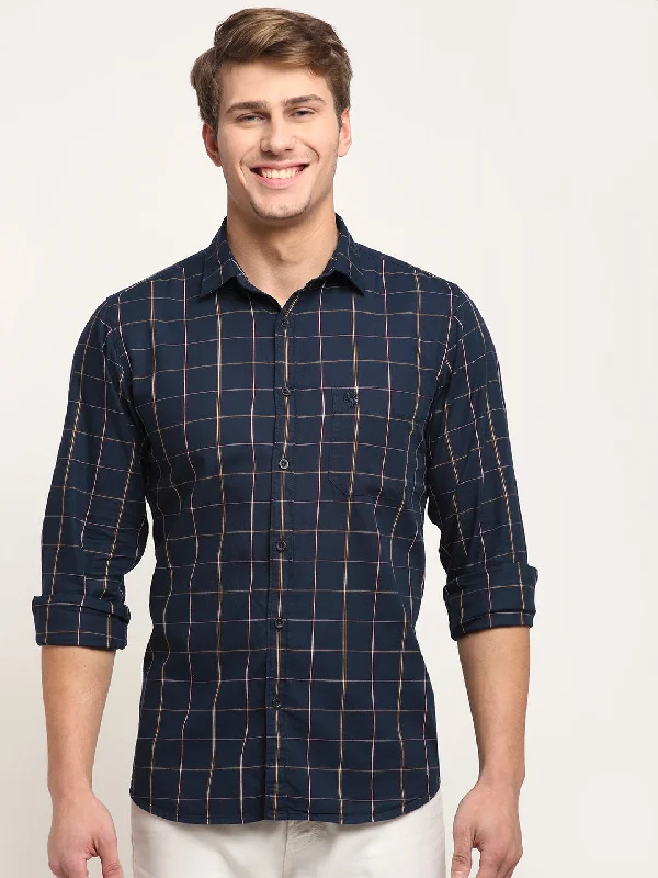 Urban Sense Men Cotton Checkered Navy Blue Full Sleeve Casual Shirt for Men with Pocket Urban Sense Men Cotton Checkered Navy Blue Full Sleeve Casual Shirt for Men with Pocket