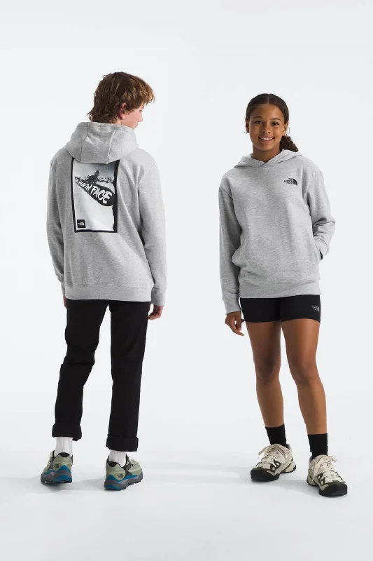 Soft Touch The North Face Teen Snow Camp Fleece Hoodie for Big Kids in Light Grey Heather | NF0A8B1T-DYX Soft Touch The North Face Teen Snow Camp Fleece Hoodie for Big Kids in Light Grey Heather | NF0A8B1T-DYX