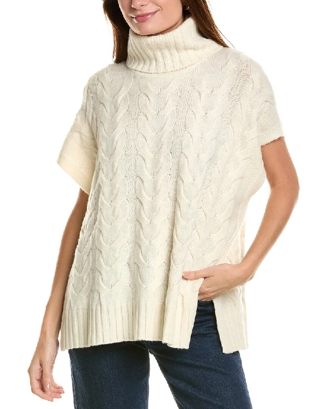 Quality Tailoring Forte Cashmere Luxe Cable Cowl Wool & Cashmere-Blend Popover Sweater