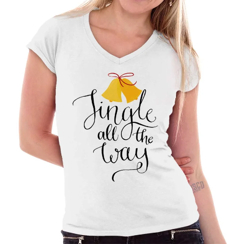 Comfortable Tops Jingle All The Way Junior Fit V-Neck T-Shirt