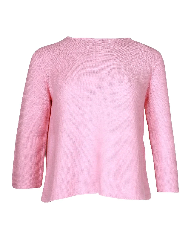 Moisture wicking Weekend by Max Mara Crewneck Knit Sweater in Pink Cotton