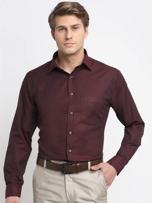 Soft Looks Men's Maroon Formal Small Checks Full Sleeve Shirt
