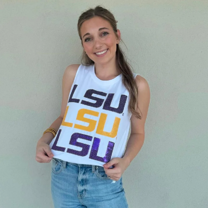 Elegant Series LSU Triple Block Logo Tank