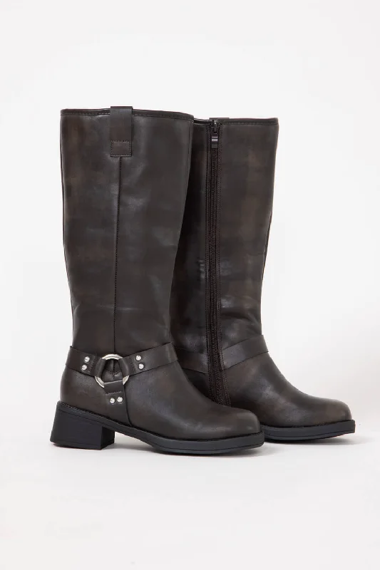Celebrity Style Top Moda Berline Tall Boots for Women in Brown/Grey | BERLINE-5 GREY
