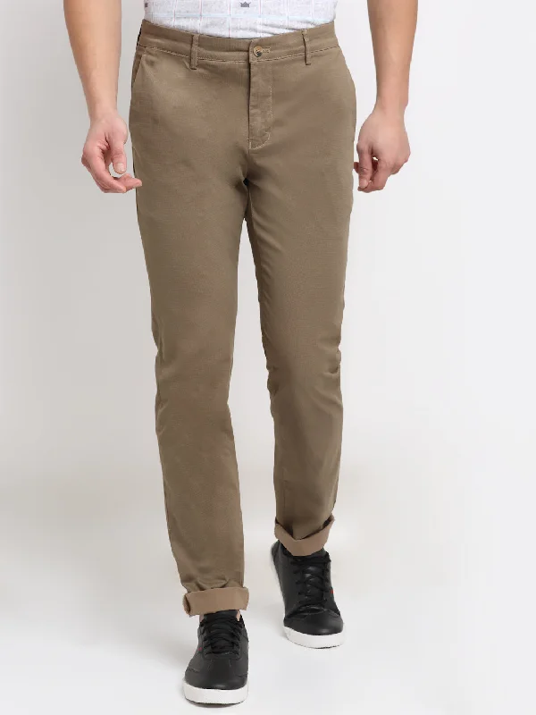 Daily Comfort Men's Casual Flat front Light Brown  Trousers