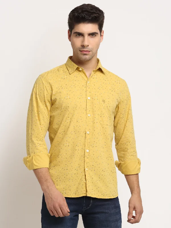 Sports Trend Men Cotton Printed Yellow Full Sleeve Casual Shirt for Men with Pocket Sports Trend Men Cotton Printed Yellow Full Sleeve Casual Shirt for Men with Pocket