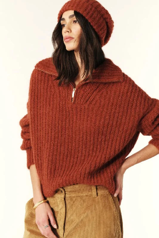 Layered Style ba&sh Beltane Pullover Sweater in Ecureuil