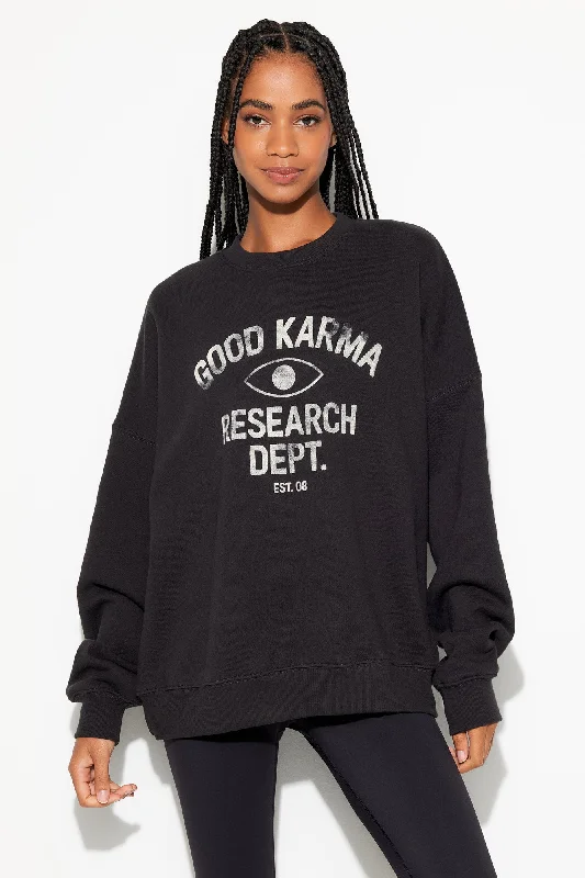 Relaxed Tops Good Karma Boyfriend Crew Sweatshirt