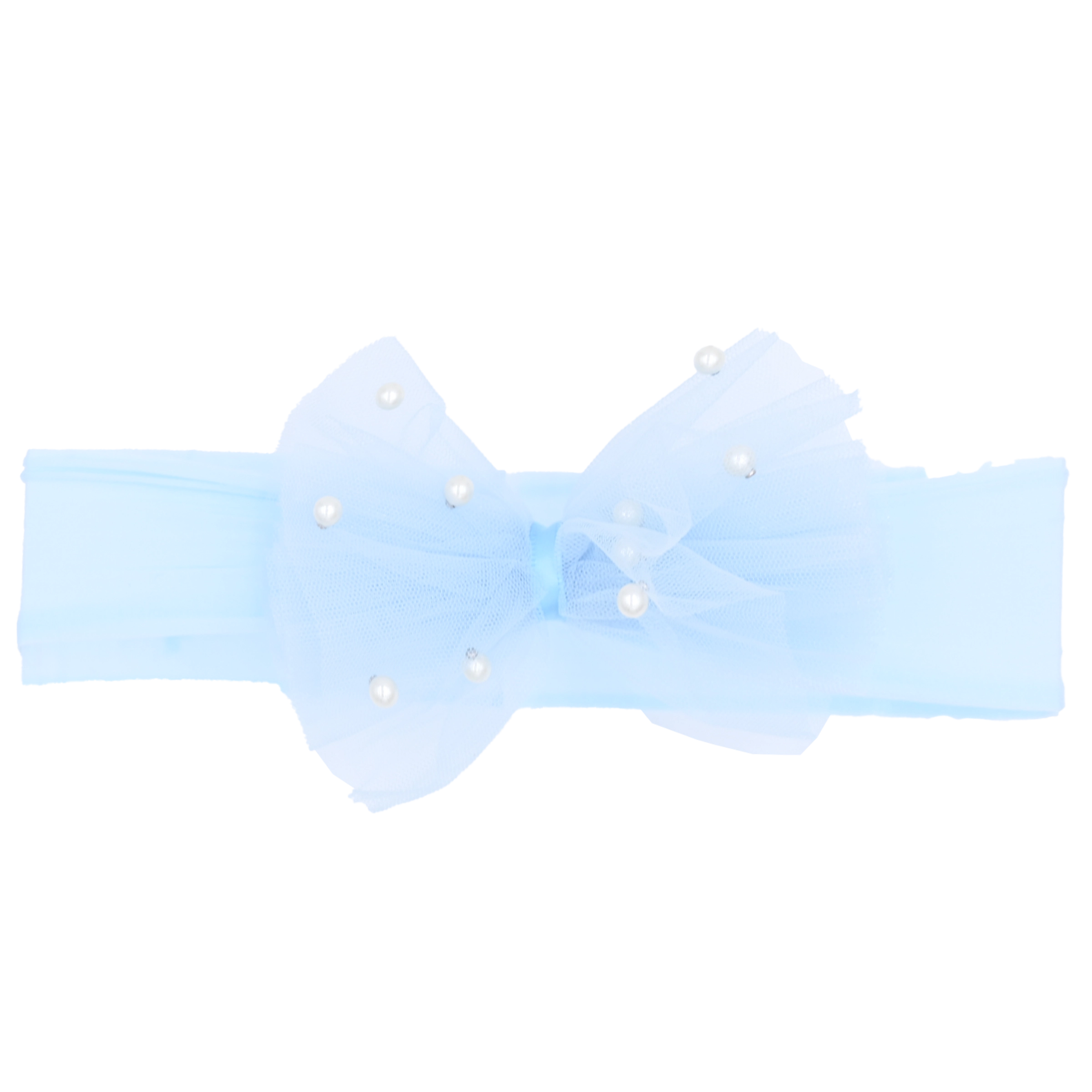 Fashion Innovation Blue Tulle Pearl Ribbon Headband