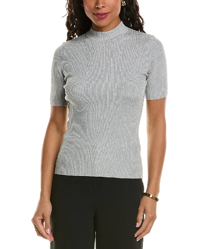 Floral Prints Elie Tahari Metallic Mock Sweater
