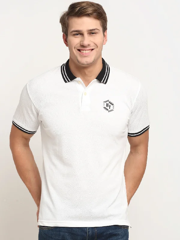 Classic Men's White  Polo neck Half Sleeve T-Shirt
