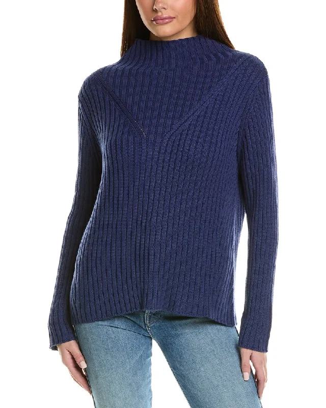 Minimal Style Hannah Rose Chunky Rib Funnel Neck Cashmere-Blend Sweater