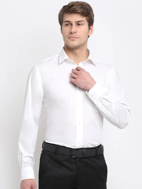 Elegant Style Men's White Formal Plain Full Sleeve Shirt