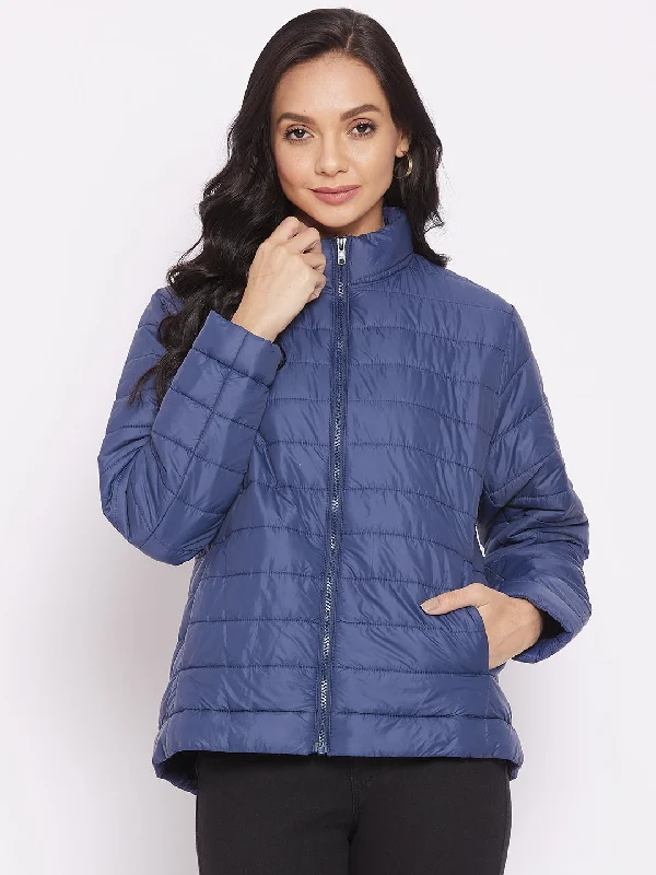 Knitted Design Ink Blue Women's Jacket