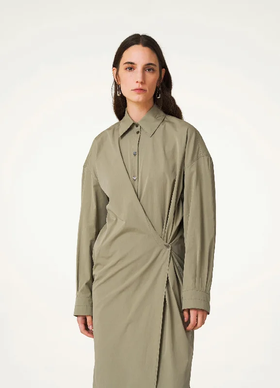 Stretch Design STRAIGHT COLLAR TWISTED DRESS