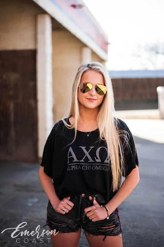 Luxury And Elegant Alpha Chi Omega Crop Letter Tee