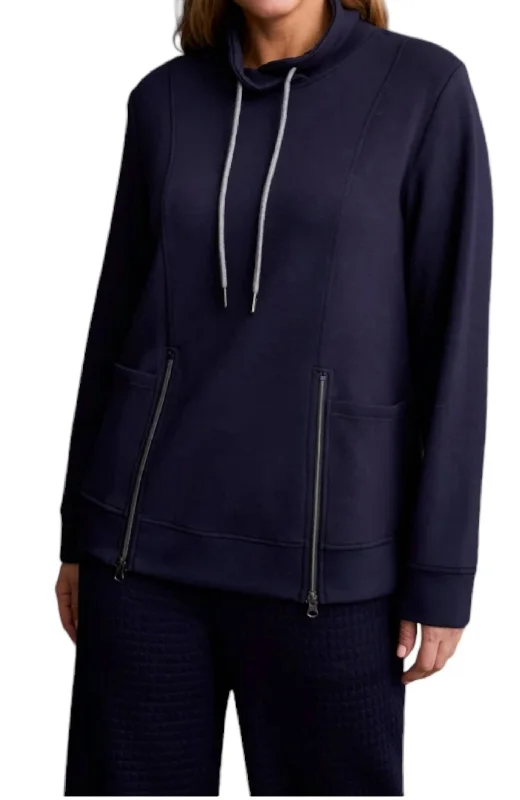 Free Design Funnel Neck Pullover Sweater In Night Sky