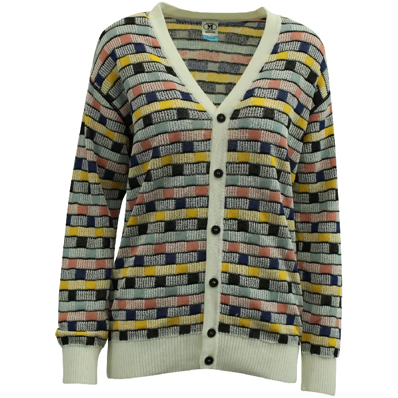 Soft Fashion M Missoni Striped Intarsia Cardigan in Multicolor Cotton