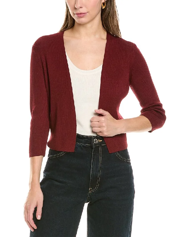 Lafayette 148 New York Cropped Open Front Cashmere Cardigan