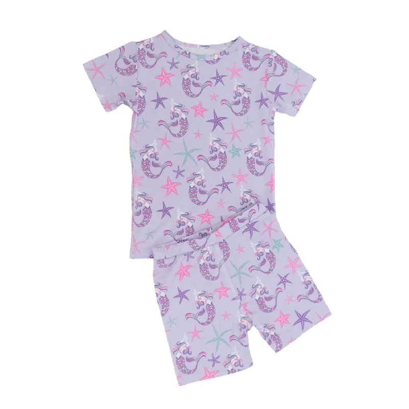 Beautiful Romance 2 Piece Girls Mermaid Short Pajamas