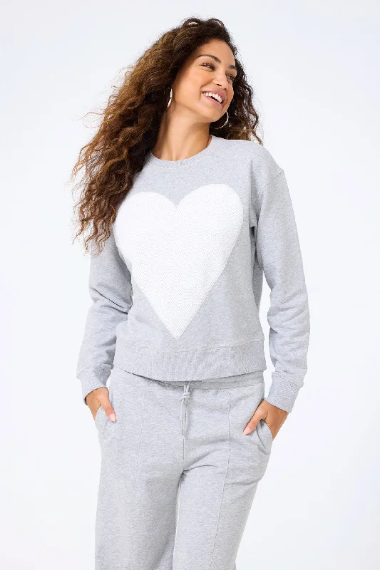 French Retro Heart-Seamed Crew in Collegiate Gray