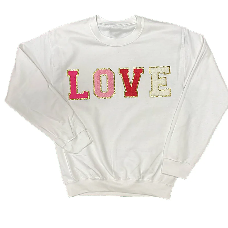 Bright Colors SW-6723 LOVE-White Sweatshirt