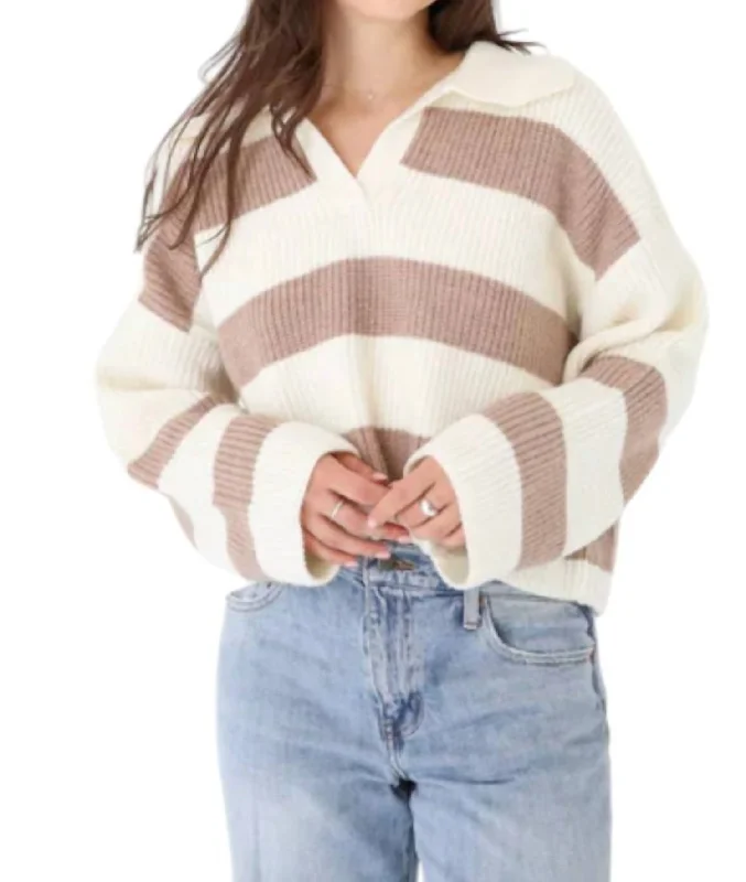 Comfortable Fashion Conrad Sweater In Ivory / Taupe